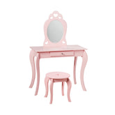 Kids Princess Makeup Dressing Play Table Set with Mirror